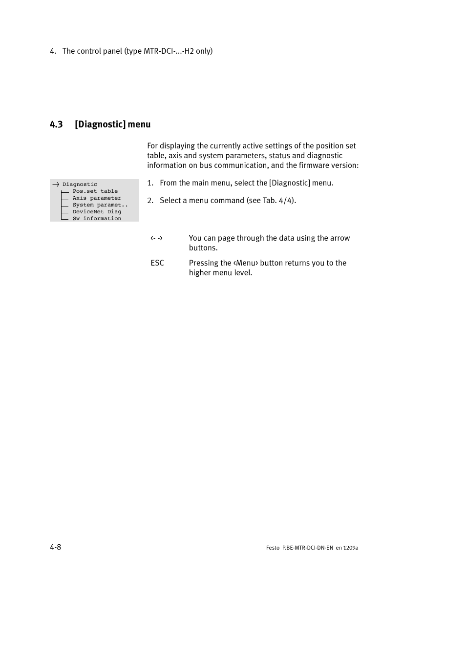 3 [diagnostic] menu | Festo Электромотор MTR-DCI User Manual | Page 82 / 316
