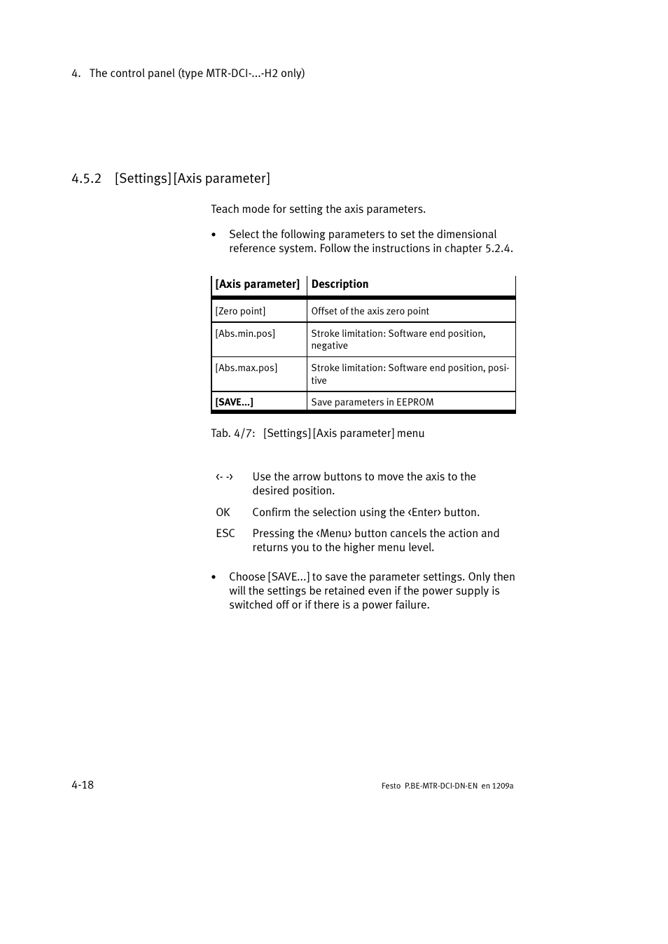 2 [settings] [axis parameter | Festo Электромотор MTR-DCI User Manual | Page 92 / 316
