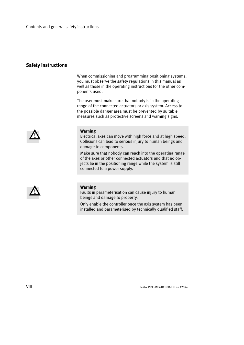 Safety instructions | Festo Электромотор MTR-DCI User Manual | Page 10 / 306