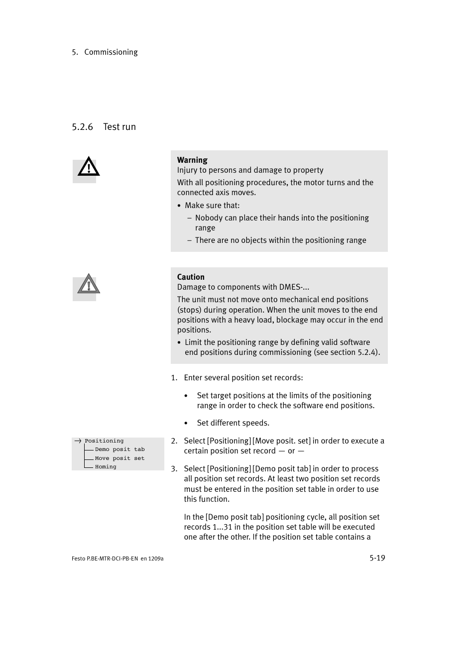 6 test run | Festo Электромотор MTR-DCI User Manual | Page 107 / 306