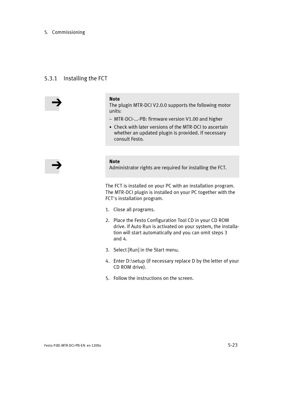 1 installing the fct | Festo Электромотор MTR-DCI User Manual | Page 111 / 306