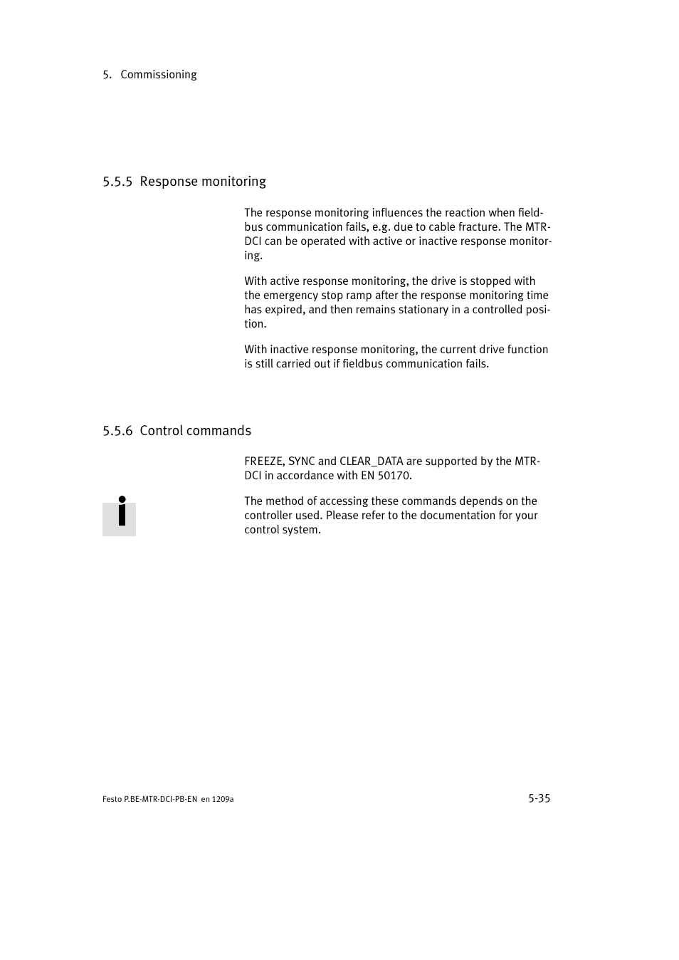 5 response monitoring, 6 control commands | Festo Электромотор MTR-DCI User Manual | Page 123 / 306