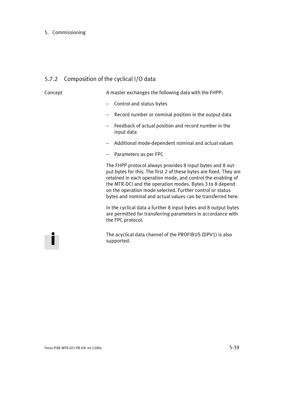 2 composition of the cyclical i/o data | Festo Электромотор MTR-DCI User Manual | Page 127 / 306