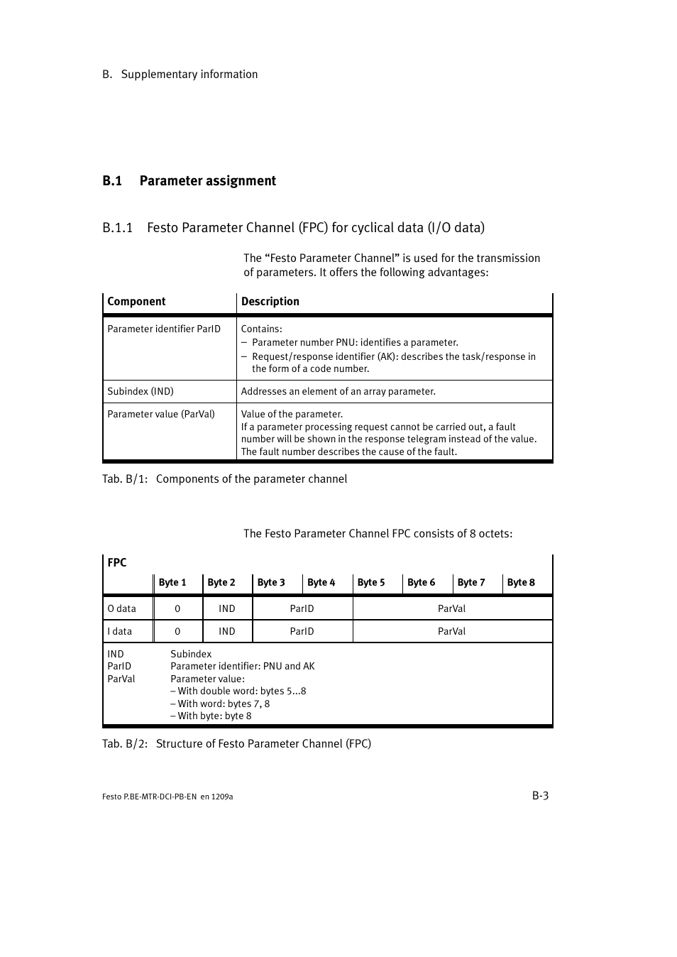 B.1 parameter assignment | Festo Электромотор MTR-DCI User Manual | Page 209 / 306
