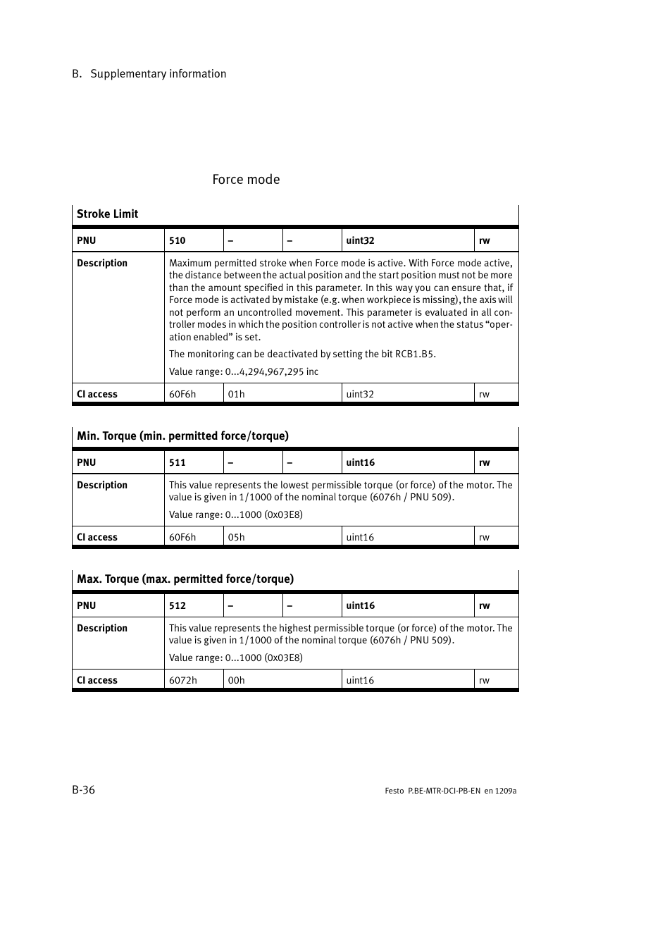 Force mode | Festo Электромотор MTR-DCI User Manual | Page 242 / 306