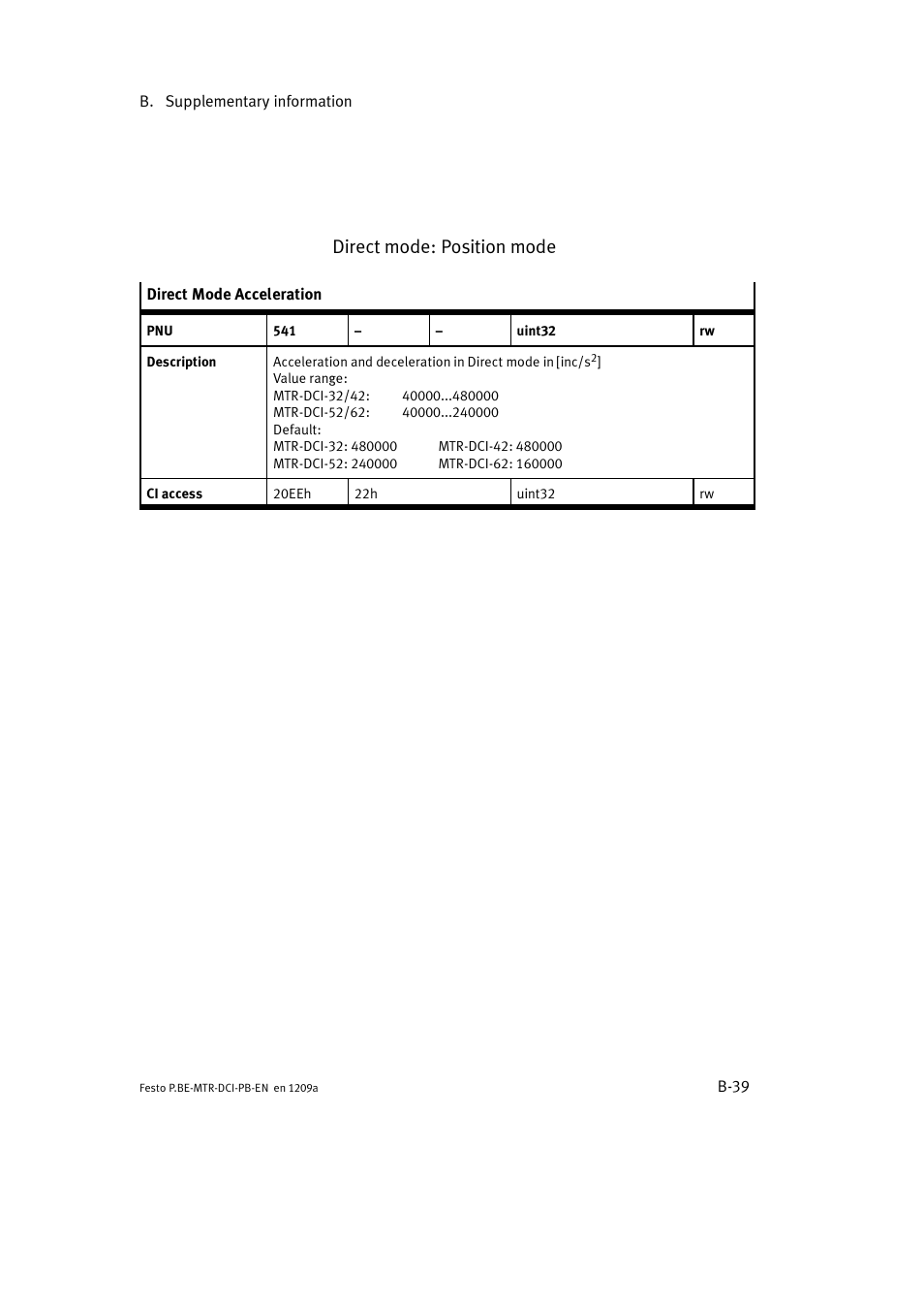 Direct mode: position mode | Festo Электромотор MTR-DCI User Manual | Page 245 / 306