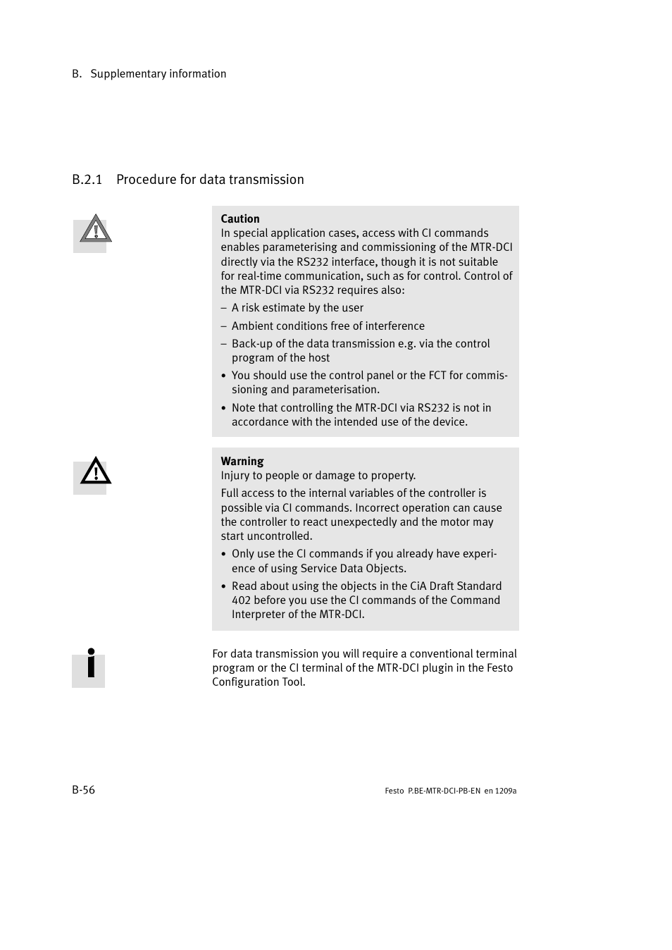 B.2.1 procedure for data transmission | Festo Электромотор MTR-DCI User Manual | Page 262 / 306