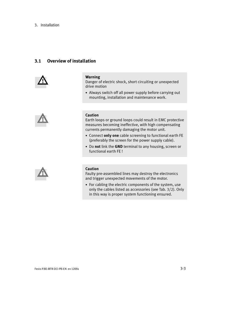 1 overview of installation | Festo Электромотор MTR-DCI User Manual | Page 51 / 306