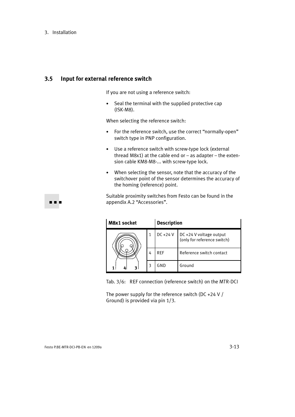 5 input for external reference switch | Festo Электромотор MTR-DCI User Manual | Page 61 / 306