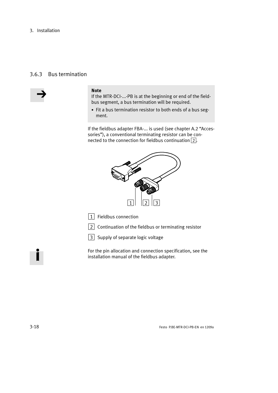 3 bus termination | Festo Электромотор MTR-DCI User Manual | Page 66 / 306