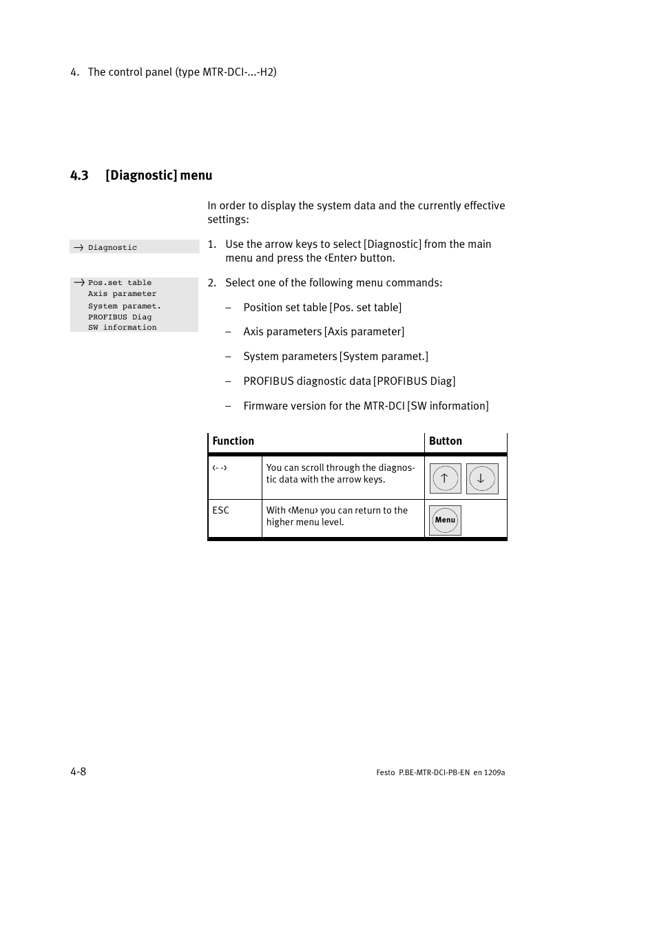 3 [diagnostic] menu | Festo Электромотор MTR-DCI User Manual | Page 74 / 306
