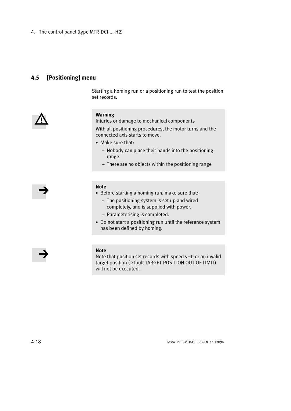 5 [positioning] menu | Festo Электромотор MTR-DCI User Manual | Page 84 / 306