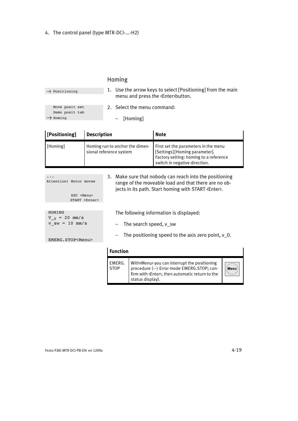 Homing | Festo Электромотор MTR-DCI User Manual | Page 85 / 306