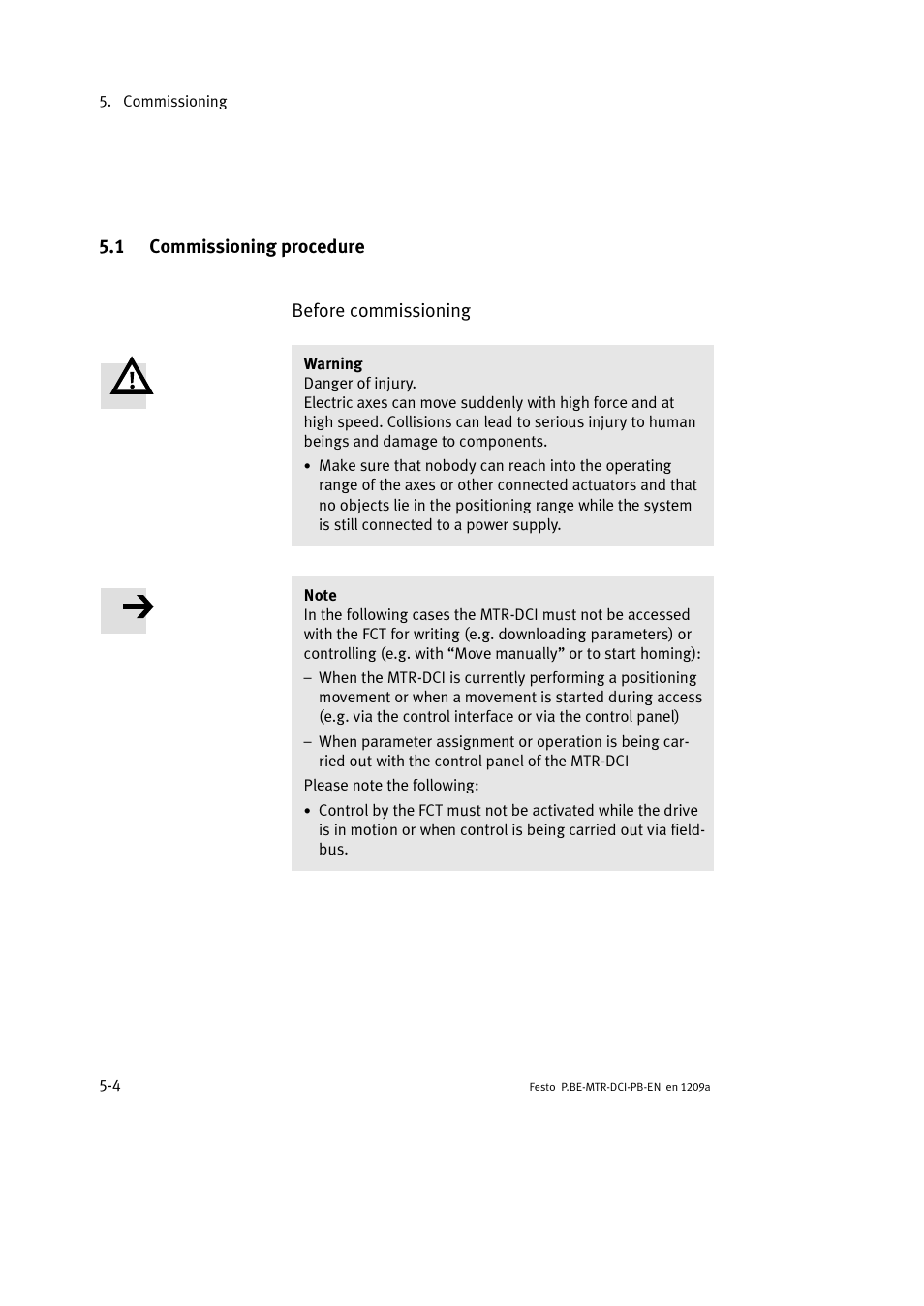 1 commissioning procedure | Festo Электромотор MTR-DCI User Manual | Page 92 / 306