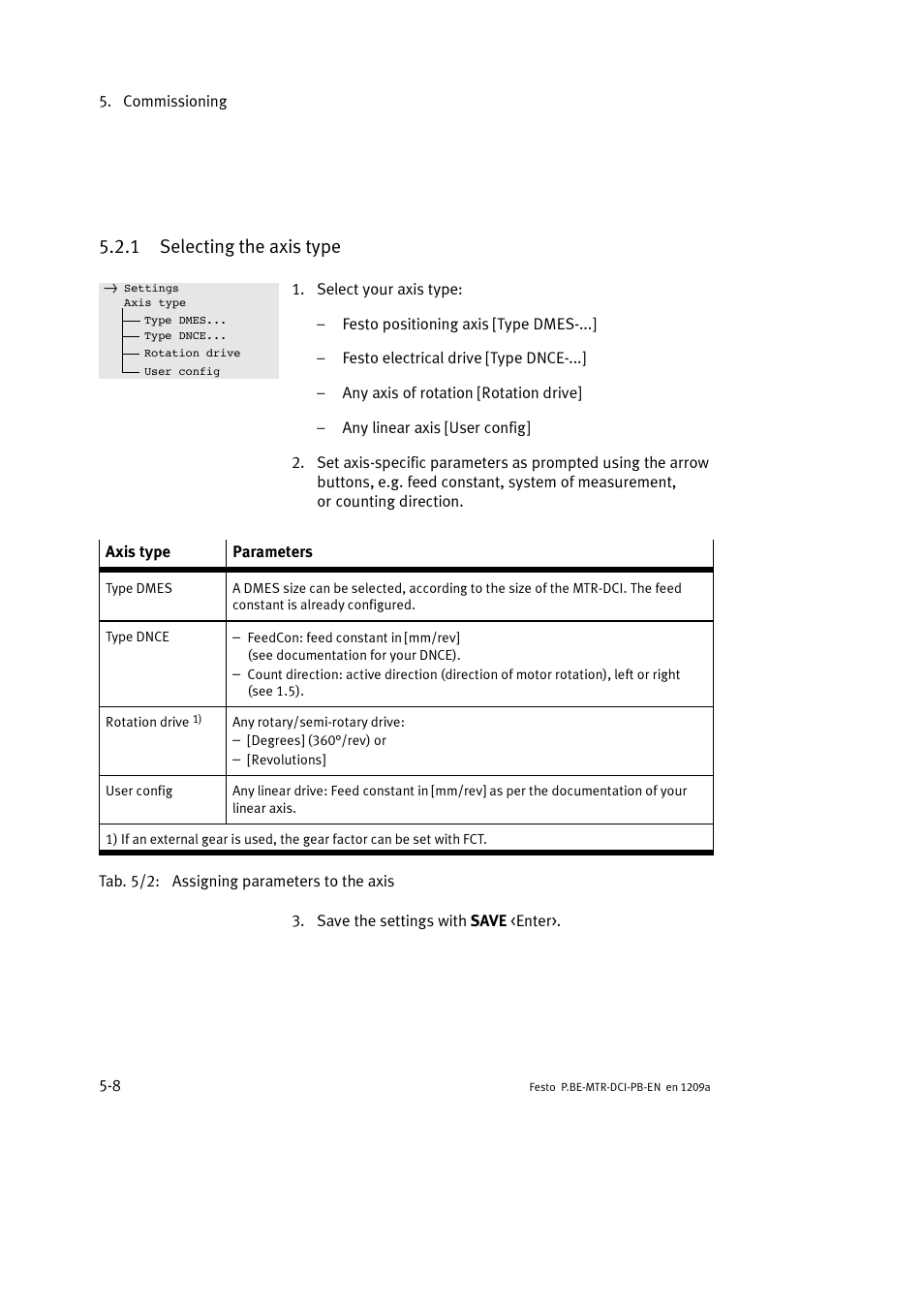1 selecting the axis type | Festo Электромотор MTR-DCI User Manual | Page 96 / 306