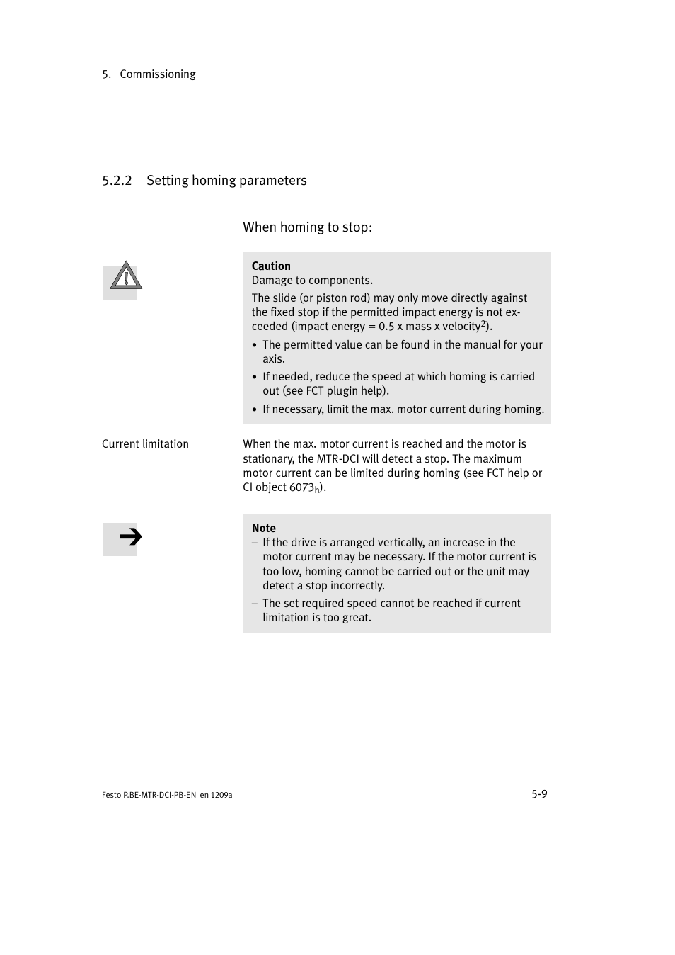 2 setting homing parameters | Festo Электромотор MTR-DCI User Manual | Page 97 / 306