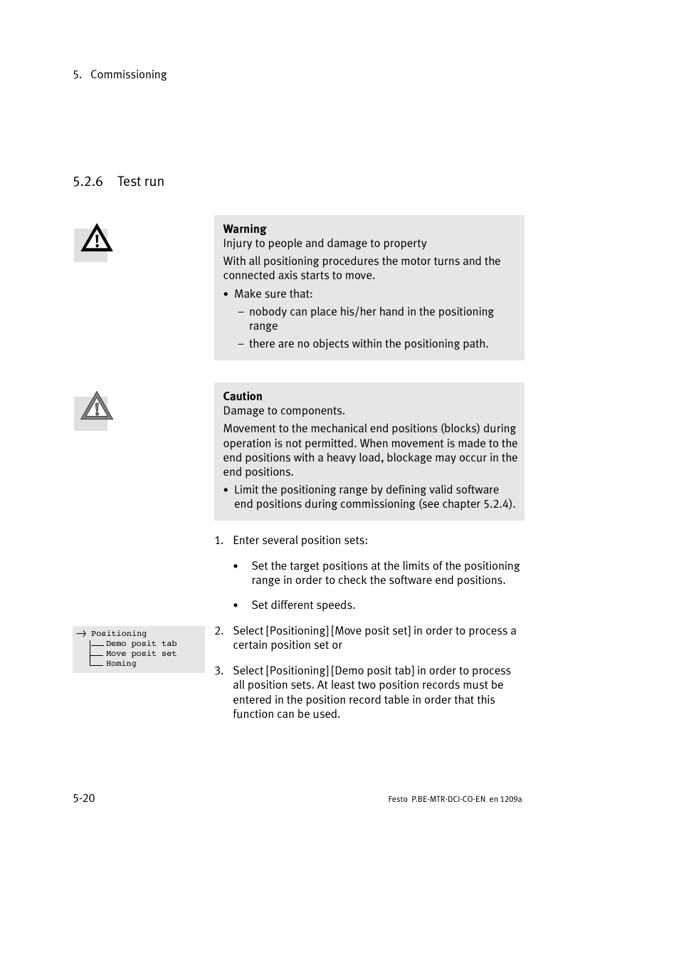 6 test run | Festo Электромотор MTR-DCI User Manual | Page 118 / 352