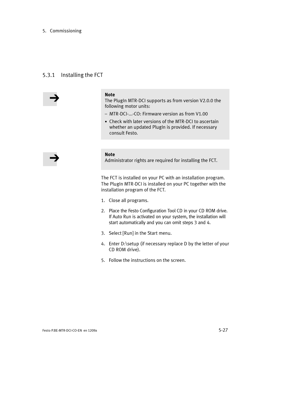 1 installing the fct | Festo Электромотор MTR-DCI User Manual | Page 125 / 352