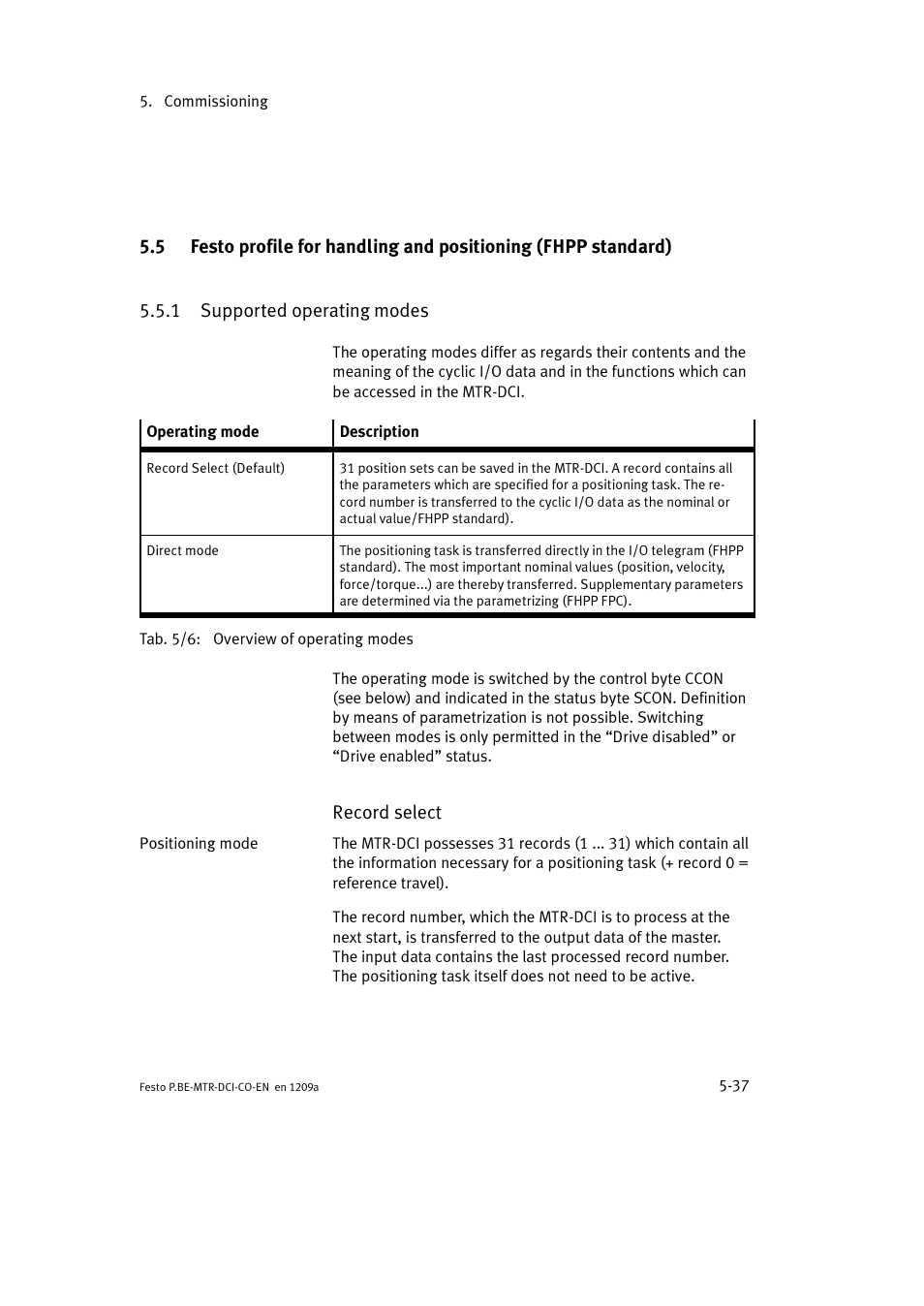 1 supported operating modes | Festo Электромотор MTR-DCI User Manual | Page 135 / 352