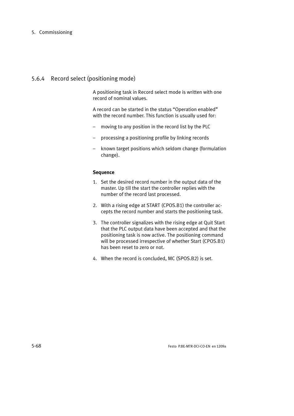 4 record select (positioning mode) | Festo Электромотор MTR-DCI User Manual | Page 166 / 352