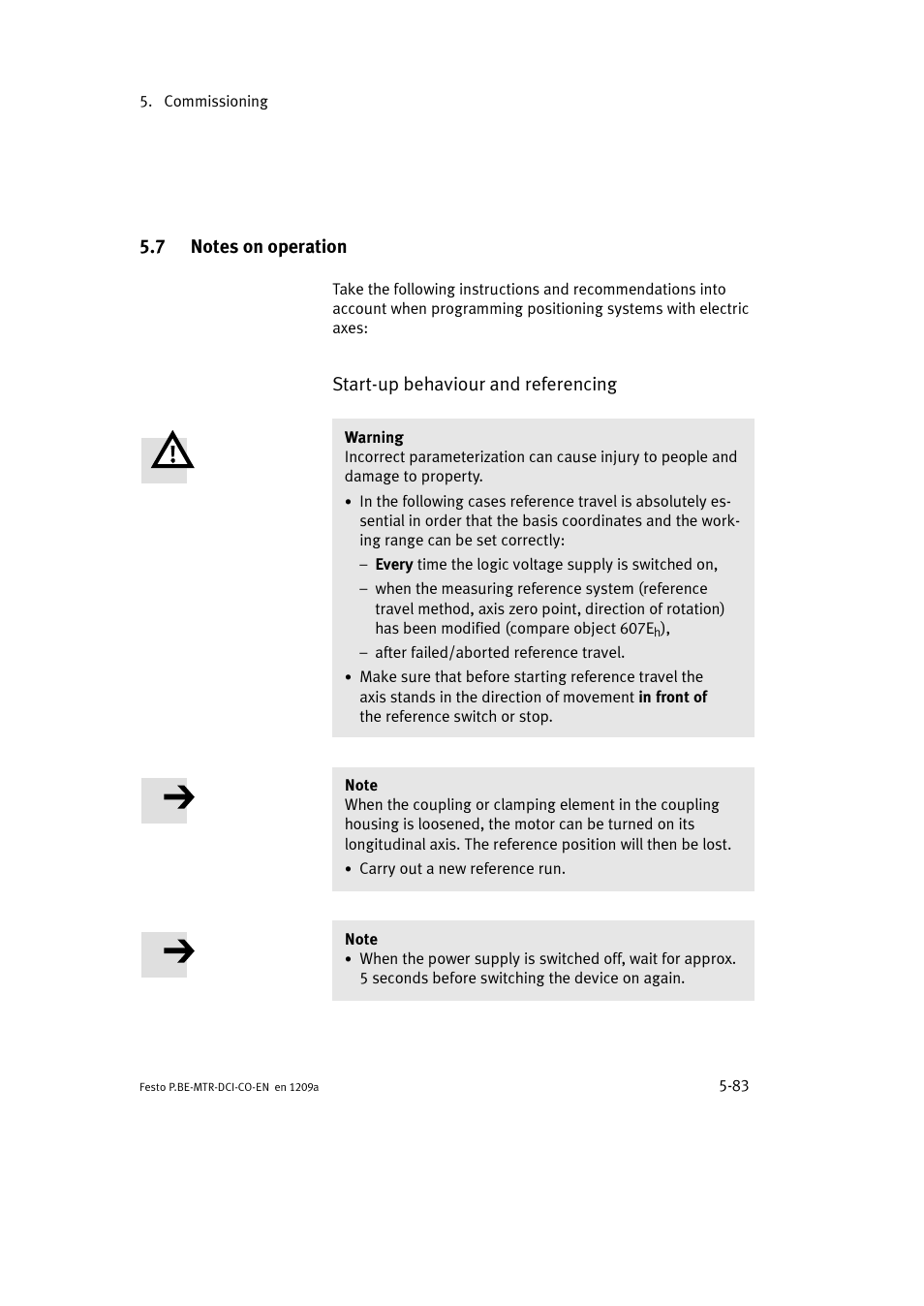 7 notes on operation | Festo Электромотор MTR-DCI User Manual | Page 181 / 352