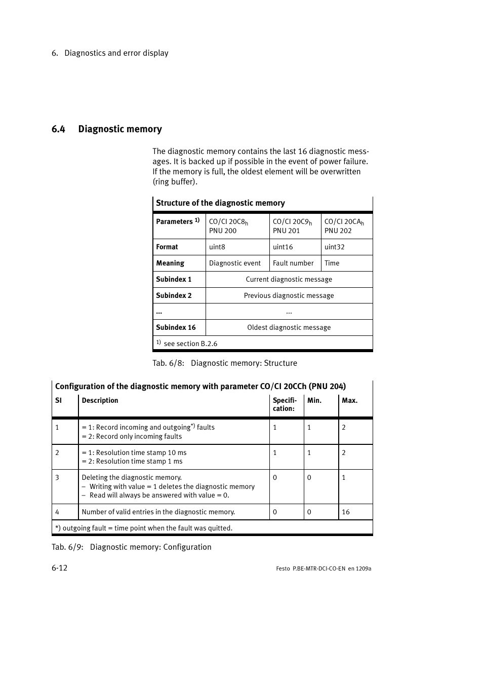 4 diagnostic memory | Festo Электромотор MTR-DCI User Manual | Page 196 / 352