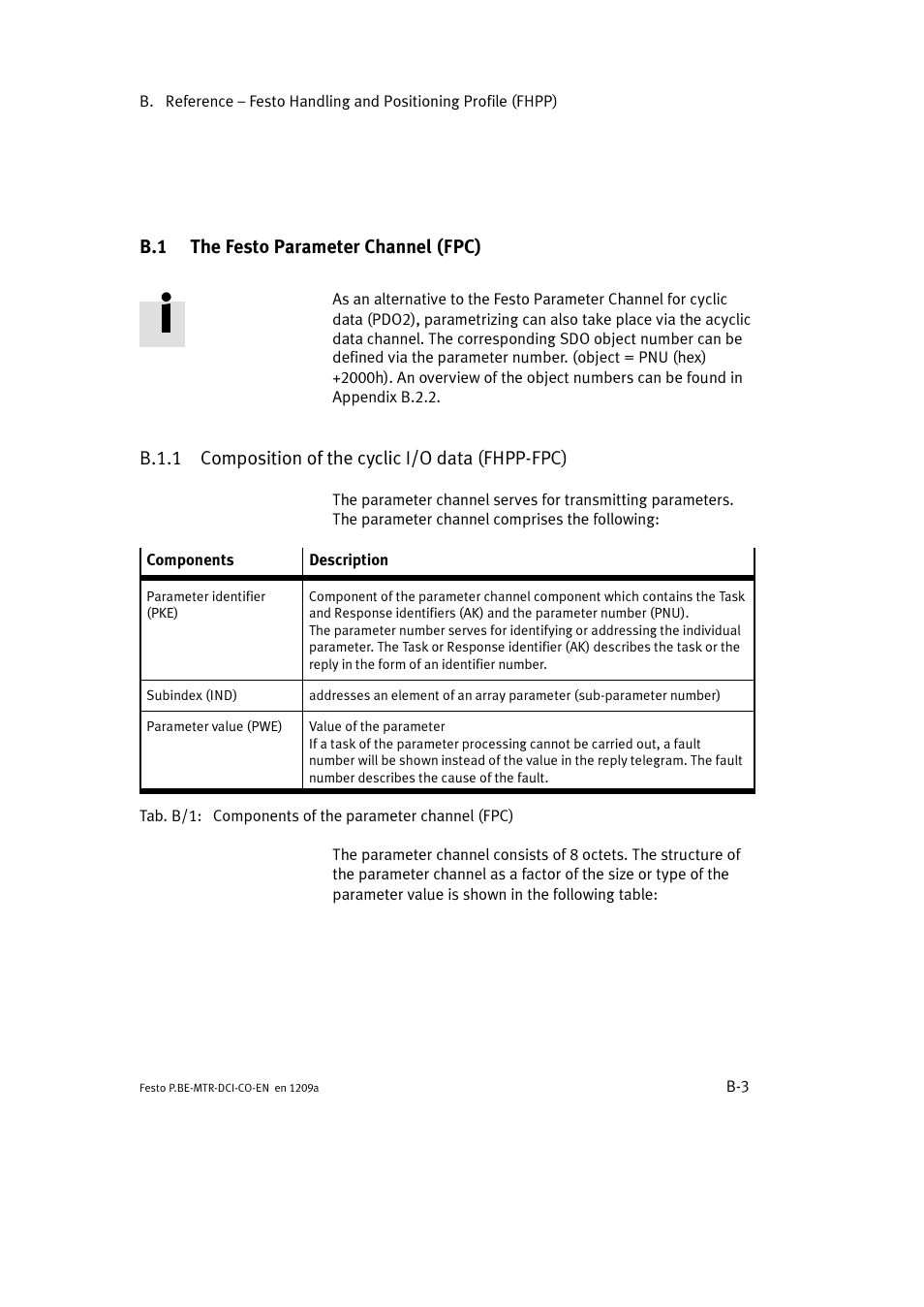 B.1 the festo parameter channel (fpc) | Festo Электромотор MTR-DCI User Manual | Page 221 / 352