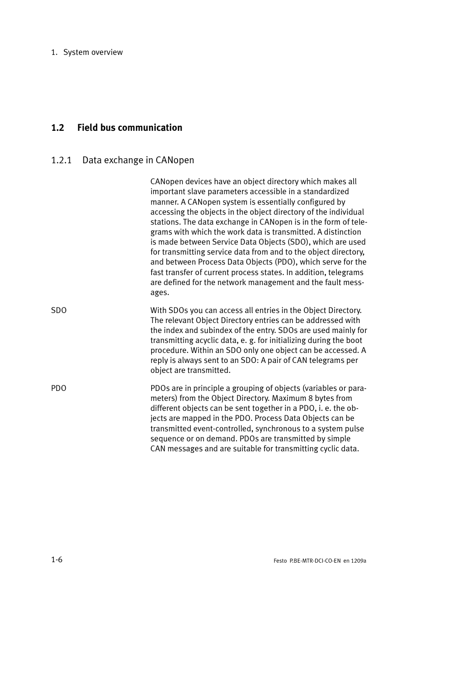 2 field bus communication, 1 data exchange in canopen | Festo Электромотор MTR-DCI User Manual | Page 28 / 352