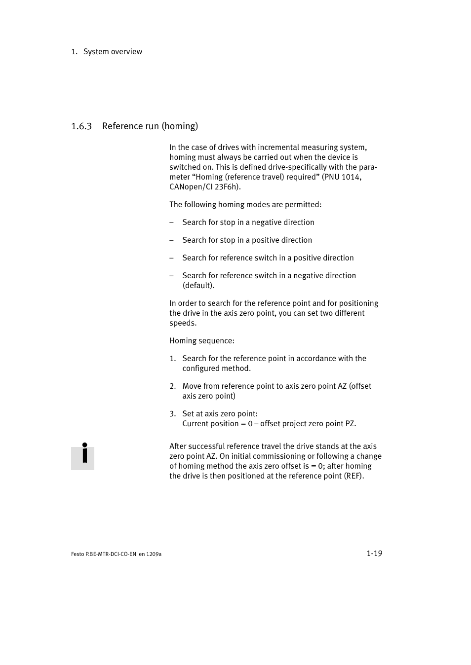 3 reference run (homing) | Festo Электромотор MTR-DCI User Manual | Page 41 / 352