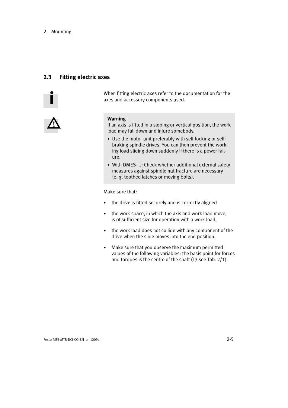 3 fitting electric axes | Festo Электромотор MTR-DCI User Manual | Page 49 / 352