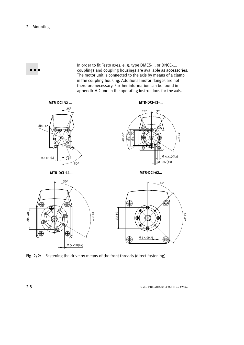 Mounting 2-8 | Festo Электромотор MTR-DCI User Manual | Page 52 / 352