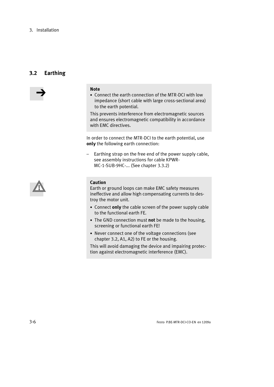 2 earthing | Festo Электромотор MTR-DCI User Manual | Page 58 / 352