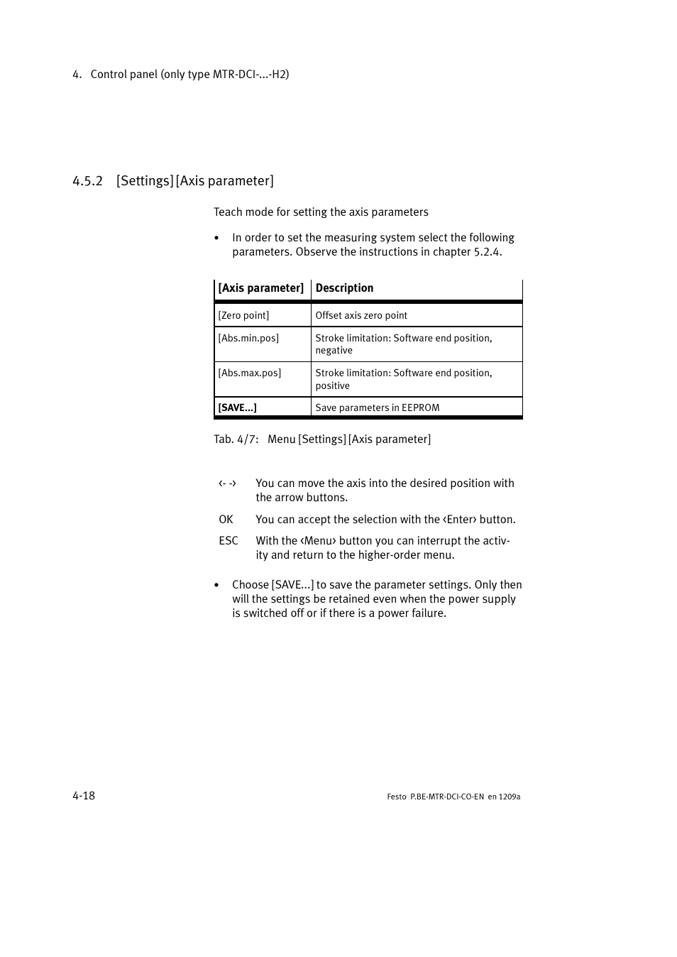 2 [settings] [axis parameter | Festo Электромотор MTR-DCI User Manual | Page 90 / 352