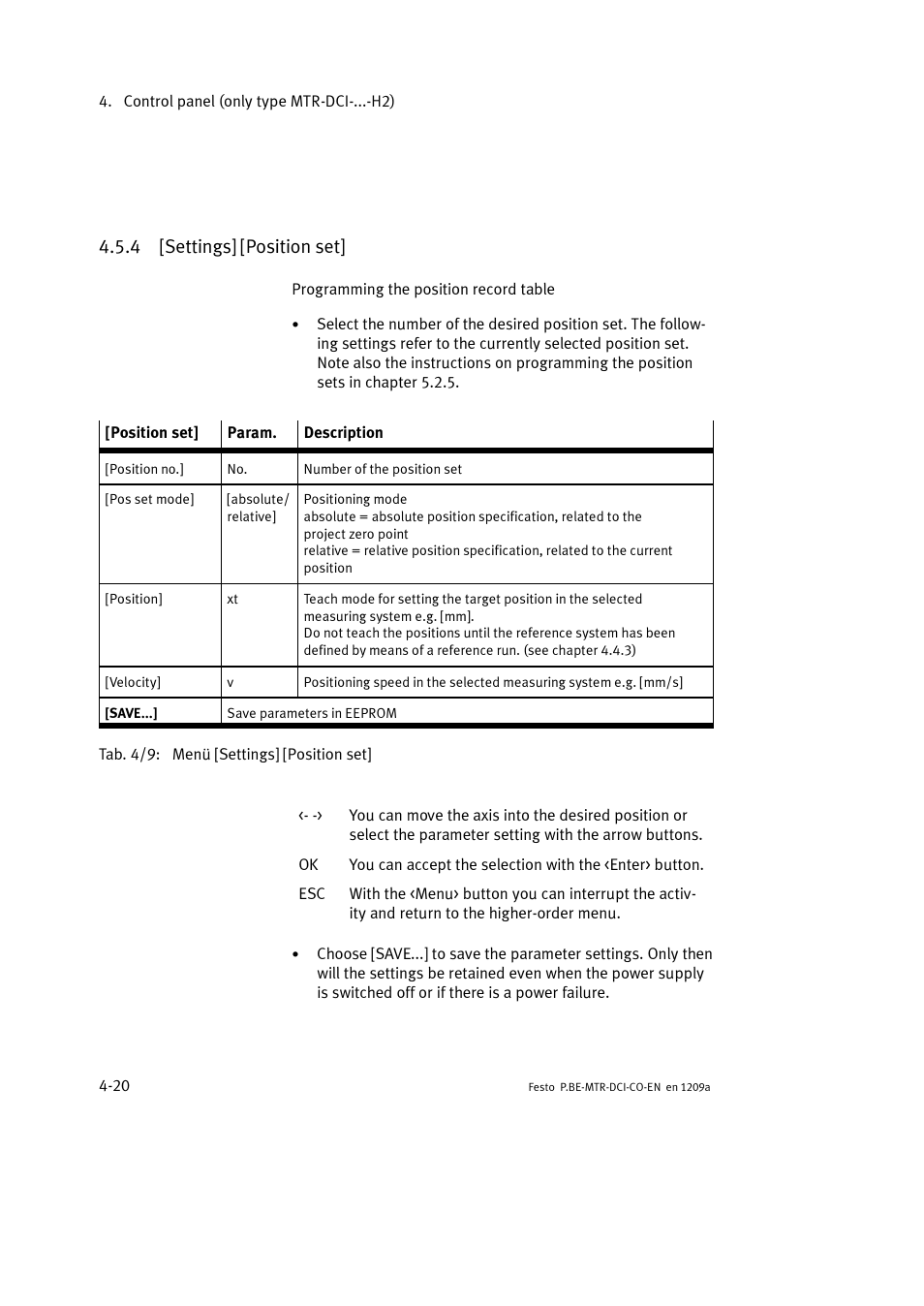 4 [settings] [position set | Festo Электромотор MTR-DCI User Manual | Page 92 / 352