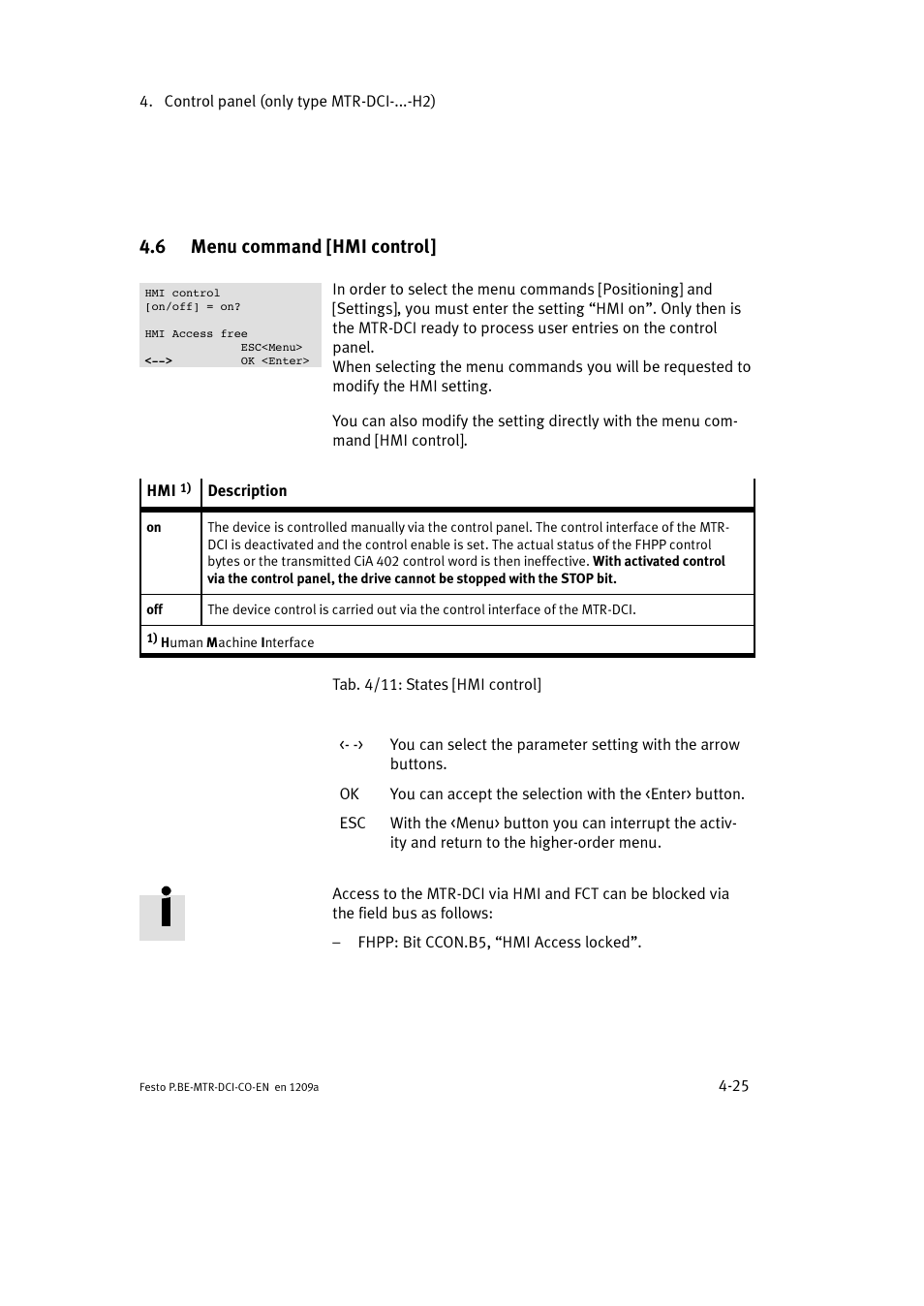 6 menu command [hmi control | Festo Электромотор MTR-DCI User Manual | Page 97 / 352