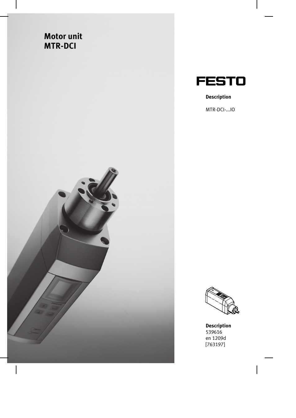 Festo Электромотор MTR-DCI User Manual | 182 pages