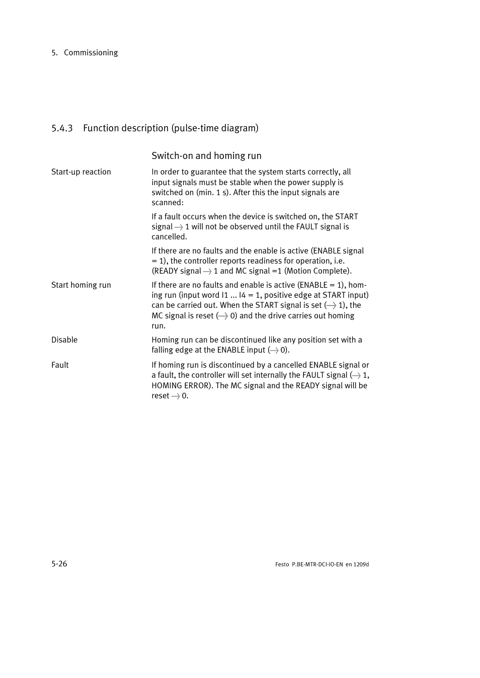 3 function description (pulse-time diagram) | Festo Электромотор MTR-DCI User Manual | Page 104 / 182
