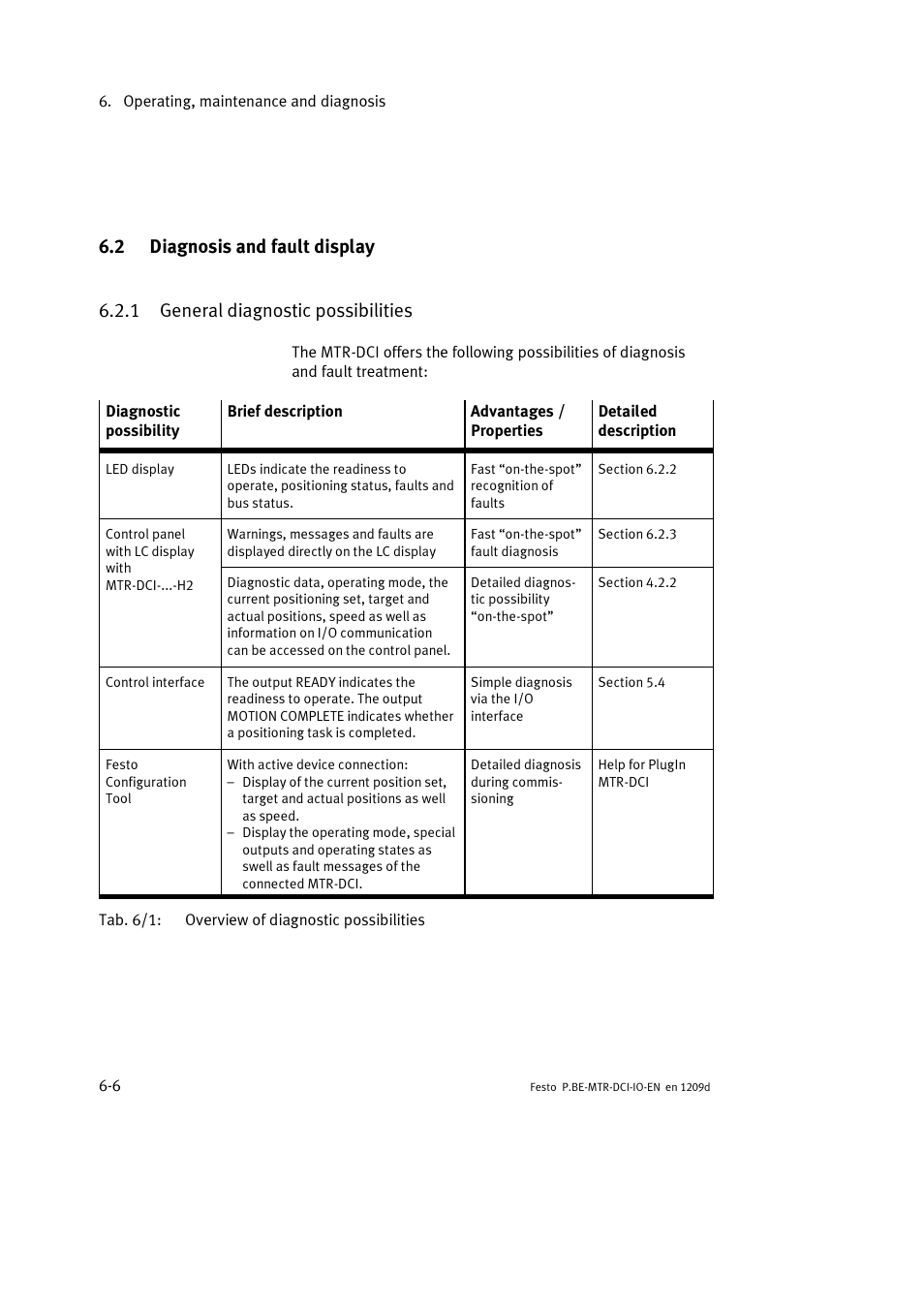 2 diagnosis and fault display, 1 general diagnostic possibilities | Festo Электромотор MTR-DCI User Manual | Page 114 / 182