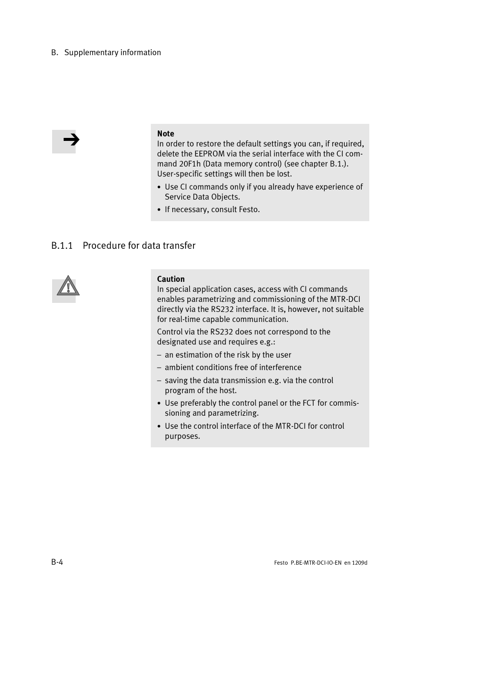 B.1.1 procedure for data transfer | Festo Электромотор MTR-DCI User Manual | Page 140 / 182