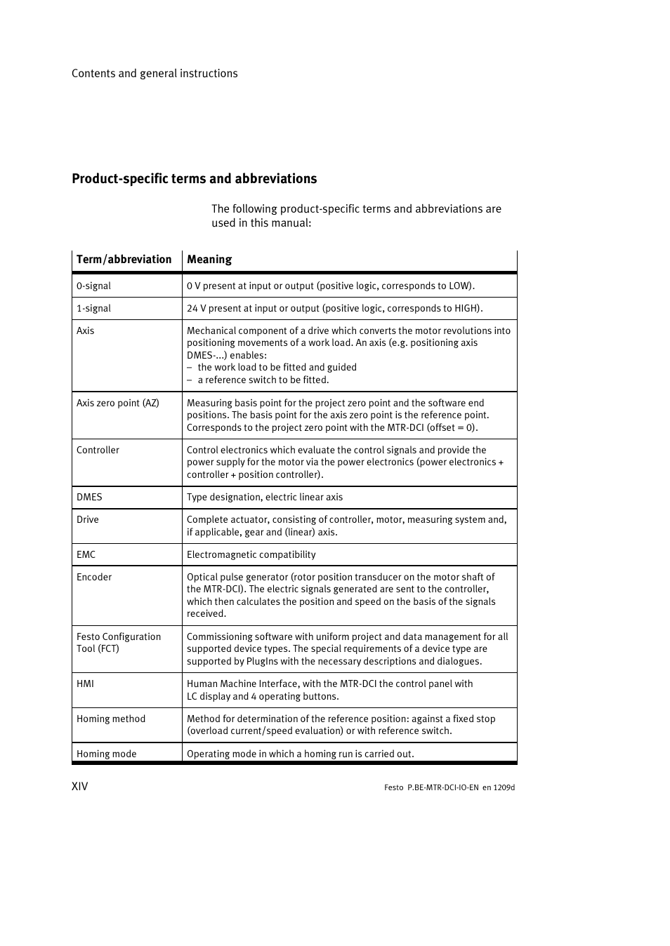 Product-specific terms and abbreviations | Festo Электромотор MTR-DCI User Manual | Page 16 / 182