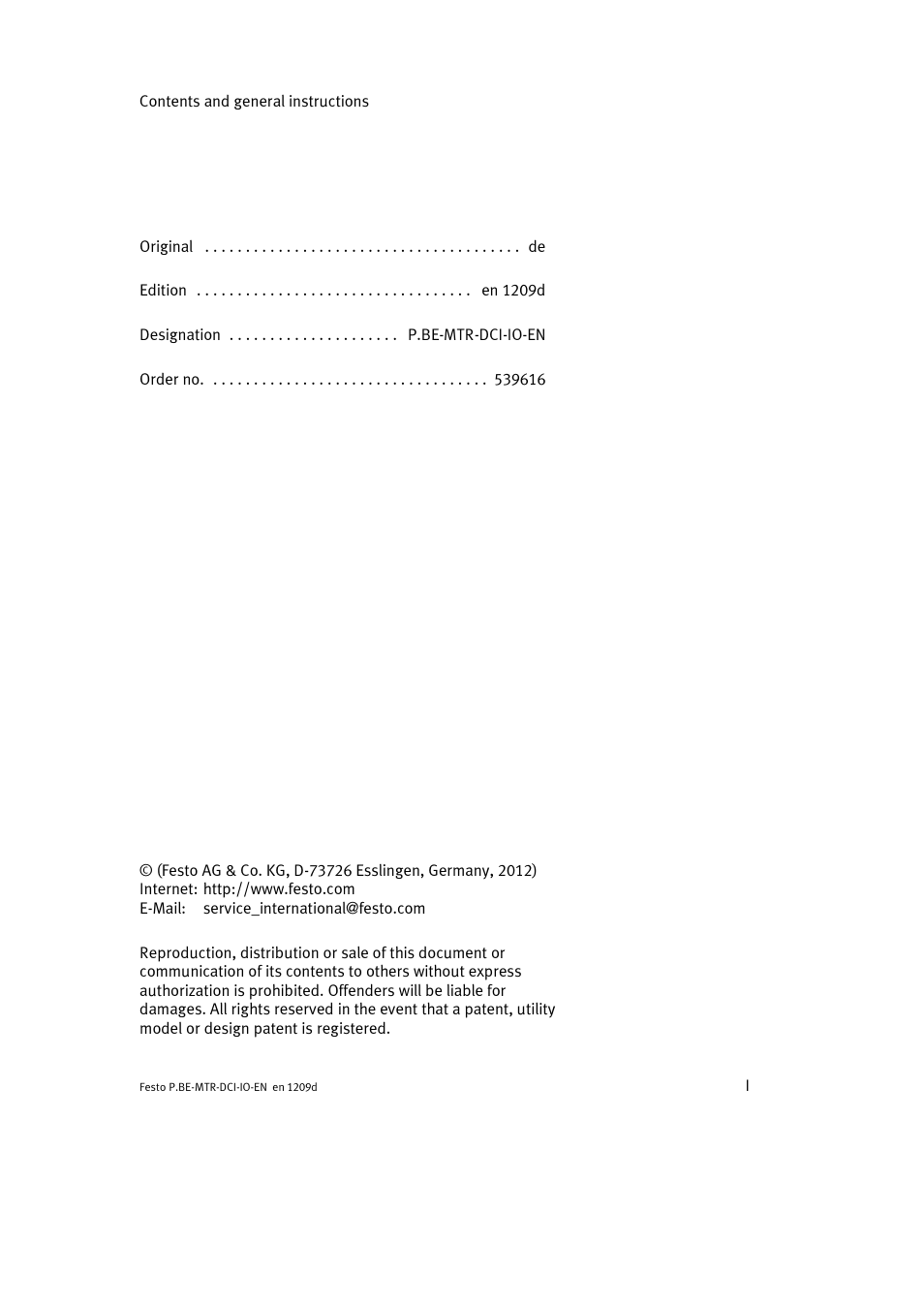 Festo Электромотор MTR-DCI User Manual | Page 3 / 182