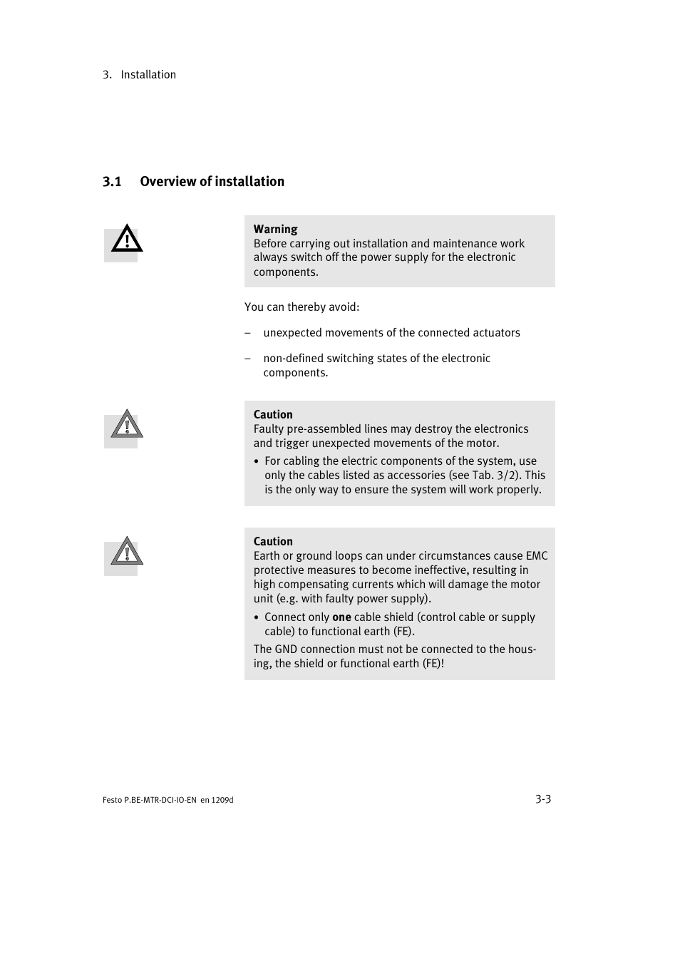 1 overview of installation | Festo Электромотор MTR-DCI User Manual | Page 45 / 182