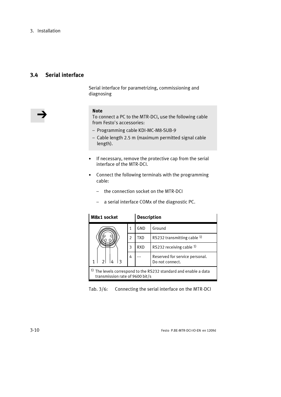 4 serial interface | Festo Электромотор MTR-DCI User Manual | Page 52 / 182