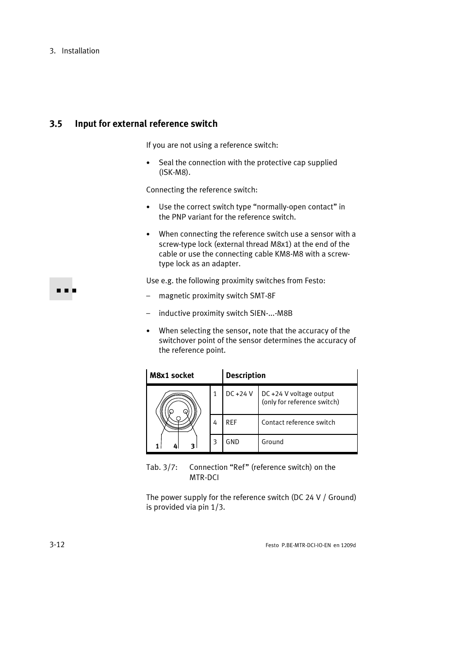 5 input for external reference switch | Festo Электромотор MTR-DCI User Manual | Page 54 / 182