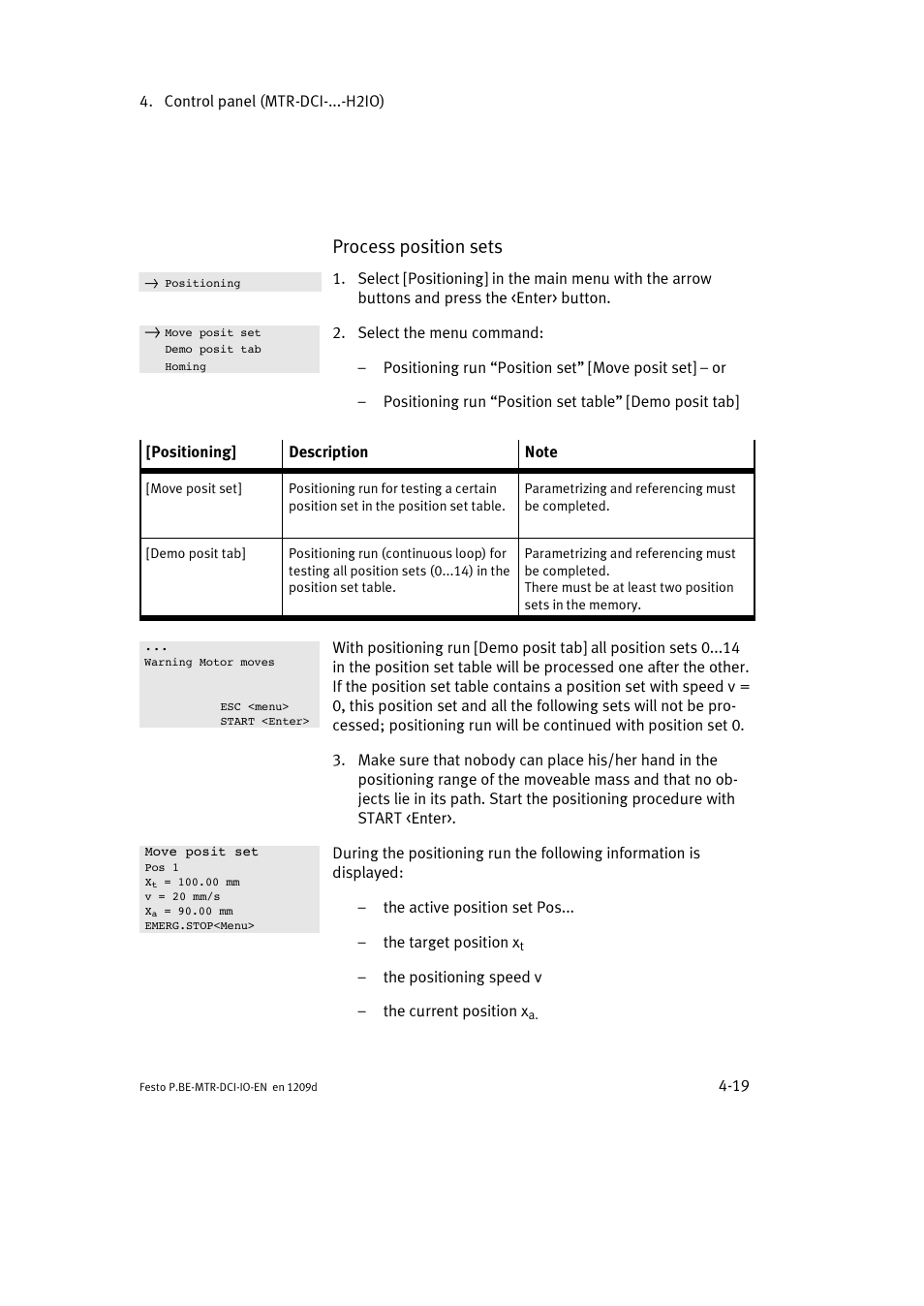 Process position sets | Festo Электромотор MTR-DCI User Manual | Page 77 / 182