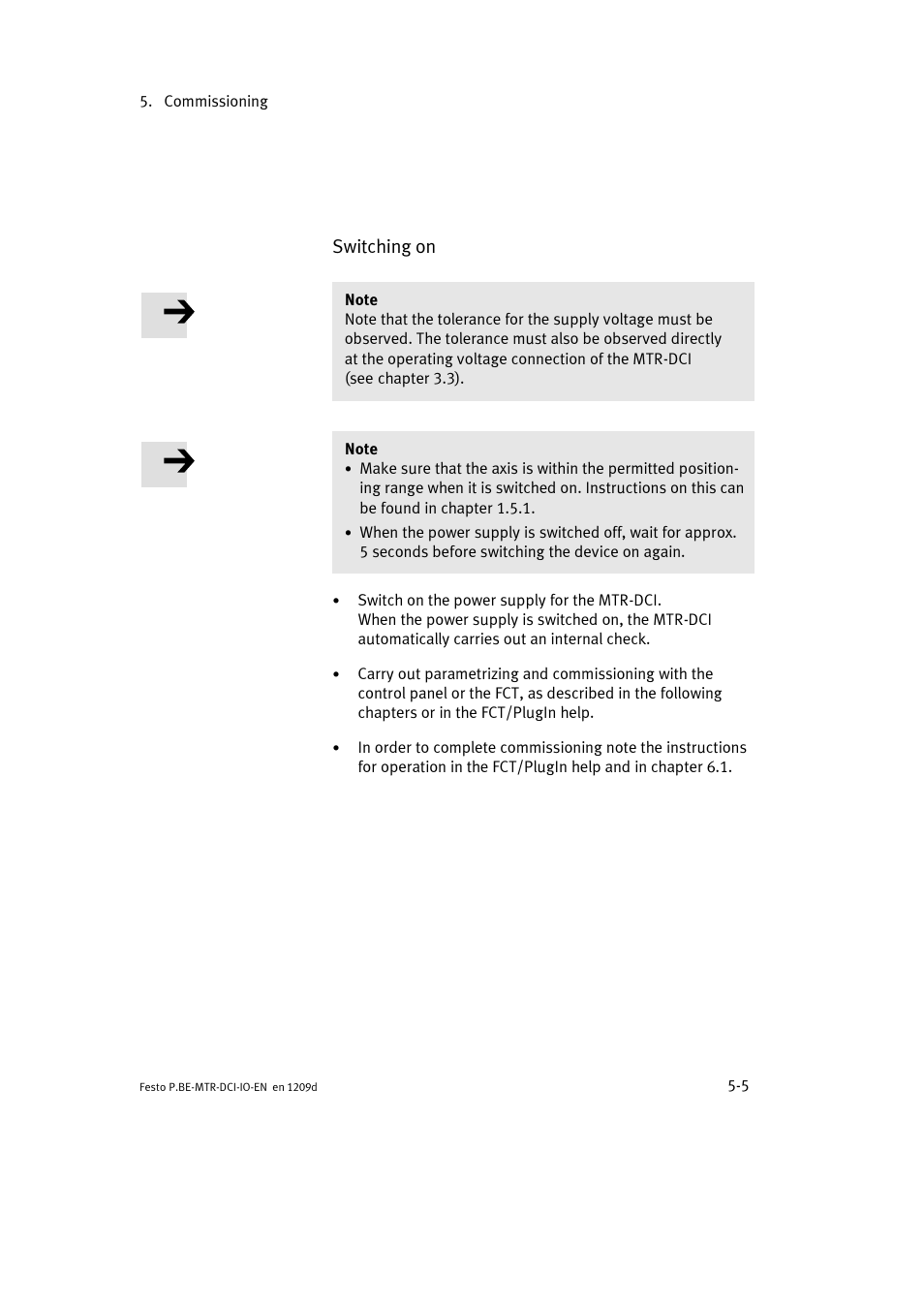 Switching on | Festo Электромотор MTR-DCI User Manual | Page 83 / 182