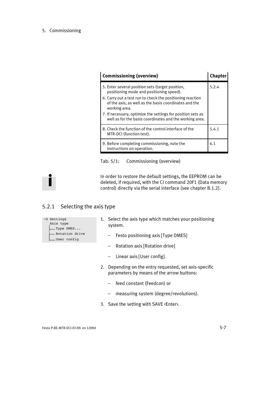 1 selecting the axis type | Festo Электромотор MTR-DCI User Manual | Page 85 / 182