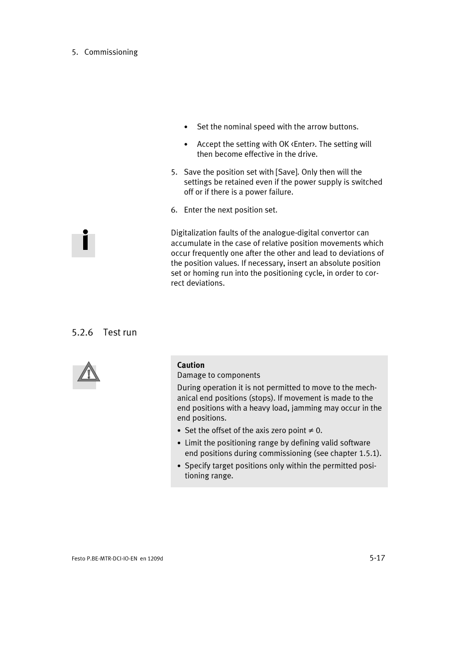 6 test run | Festo Электромотор MTR-DCI User Manual | Page 95 / 182