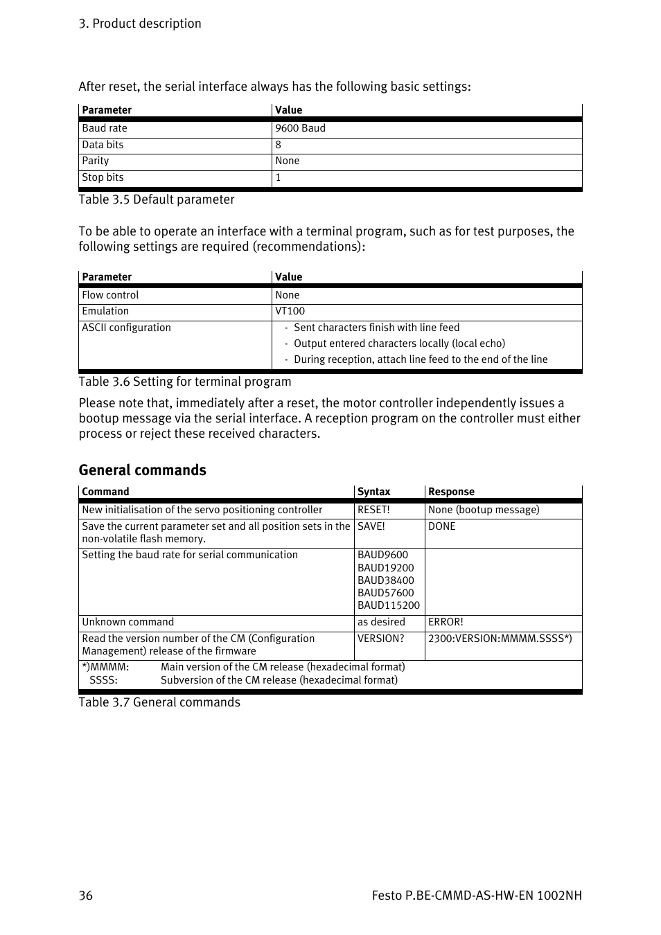 General commands | Festo Контроллер двигателя CMMD-AS User Manual | Page 36 / 131