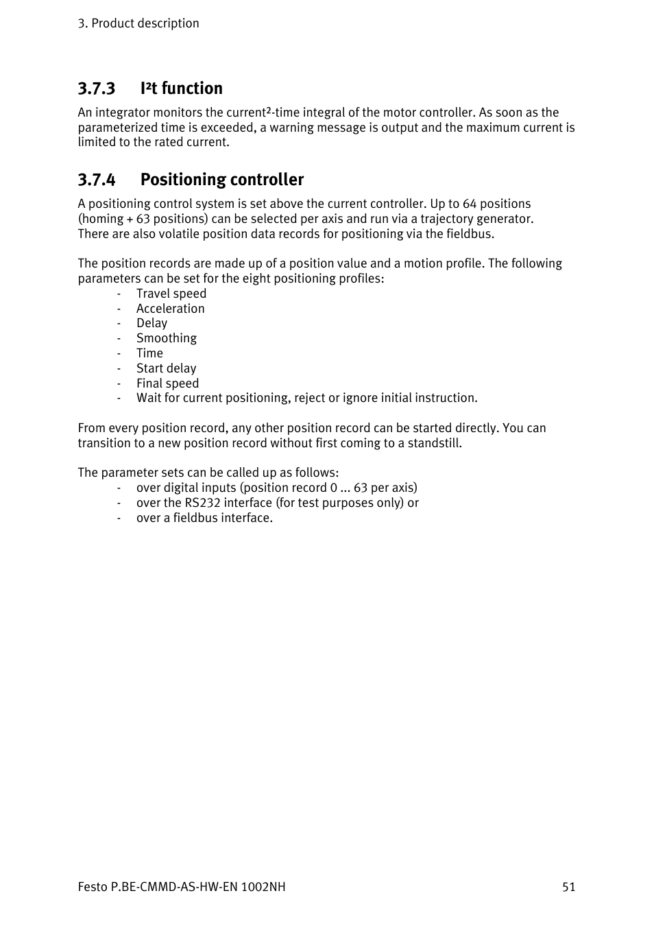 I²t function, Positioning controller, 3 i²t function | 4 positioning controller | Festo Контроллер двигателя CMMD-AS User Manual | Page 51 / 131